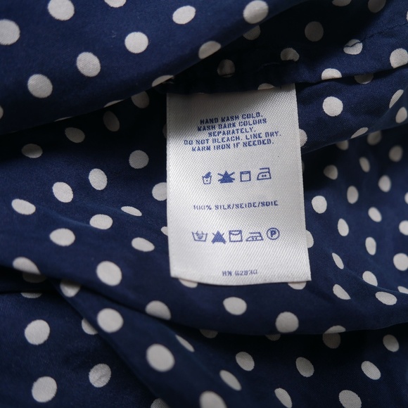 Land's End Canvas Silk Polkadot Dress Blue White - Picture 3 of 5